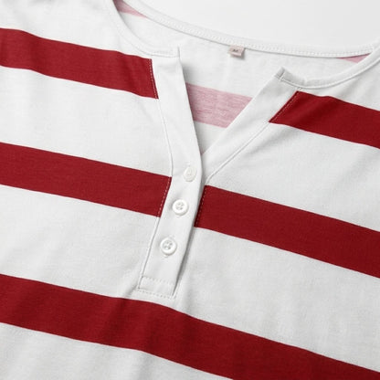 Women's Striped V-Neck Jumper in Lightweight Knit Fabric