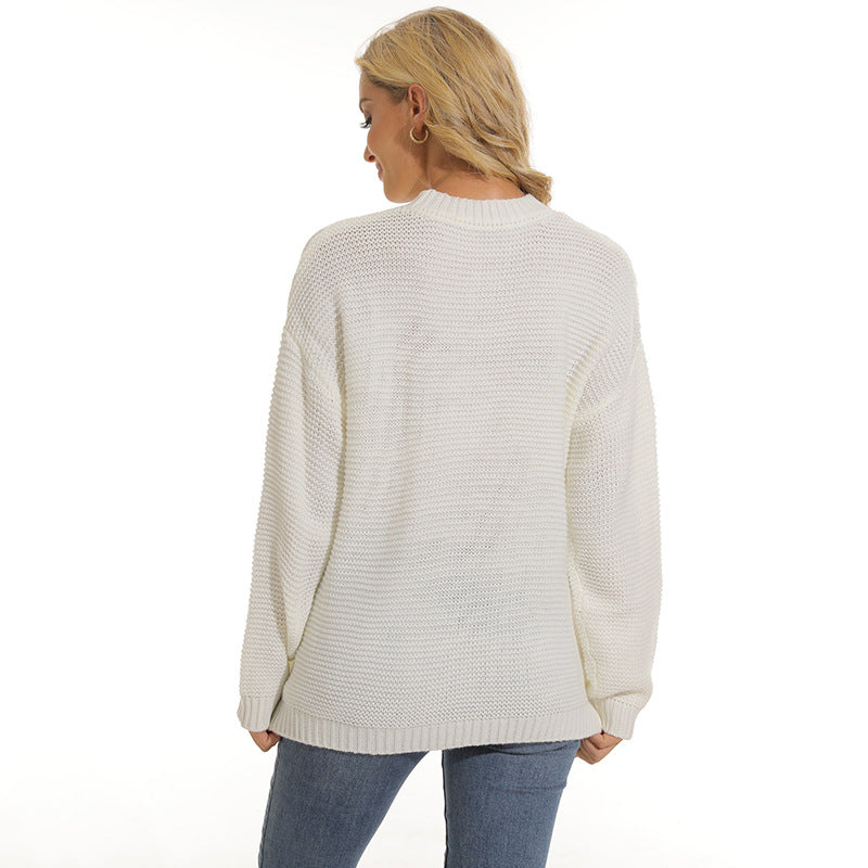 Women's Textured Knit Jumper with Relaxed Fit