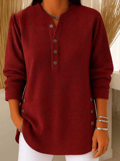 Women's Tunic Tops for Women with Henley Neckline and Buttoned Details