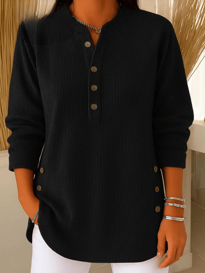 Women's Tunic Tops for Women with Henley Neckline and Buttoned Details