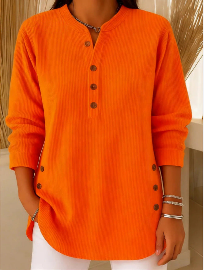 Women's Tunic Tops for Women with Henley Neckline and Buttoned Details