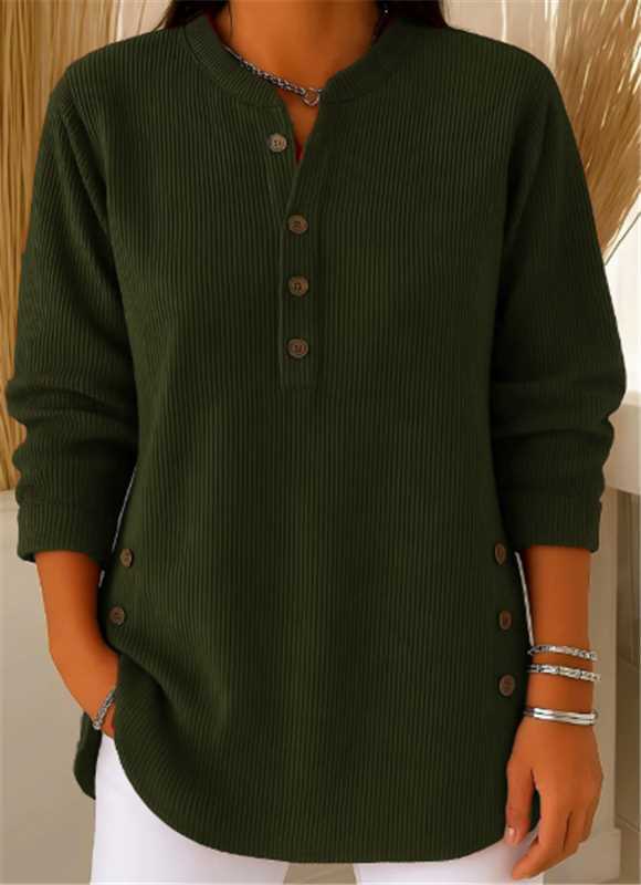Women's Tunic Tops for Women with Henley Neckline and Buttoned Details
