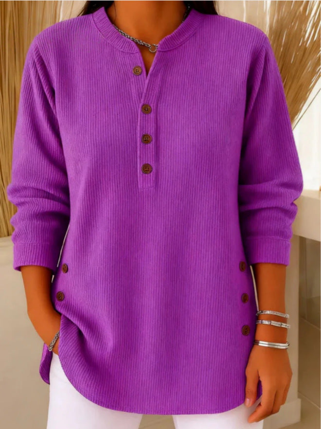 Women's Tunic Tops for Women with Henley Neckline and Buttoned Details