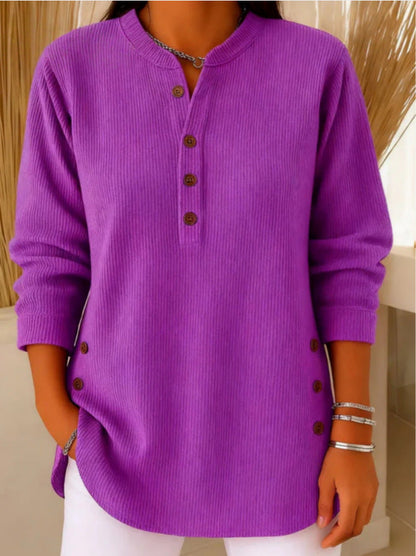 Women's Tunic Tops for Women with Henley Neckline and Buttoned Details