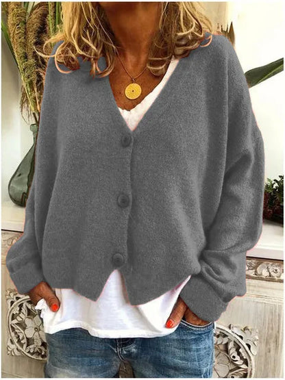 Women's V-Neck Knitted Cardigan in Soft Breathable Yarn