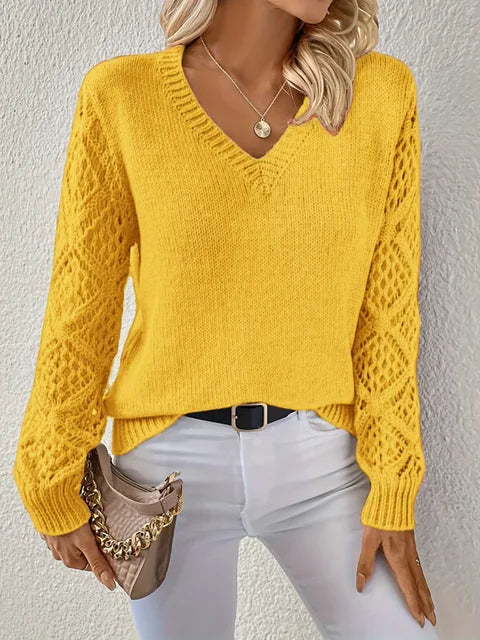 Women's V-Neck Knitted Jumper in Soft Breathable Knit