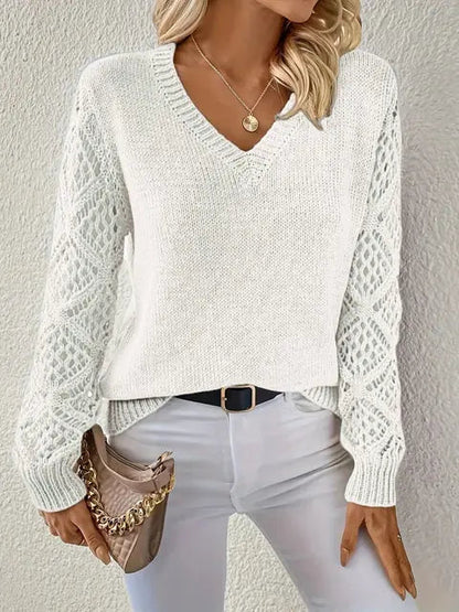 Women's V-Neck Knitted Jumper in Soft Breathable Knit