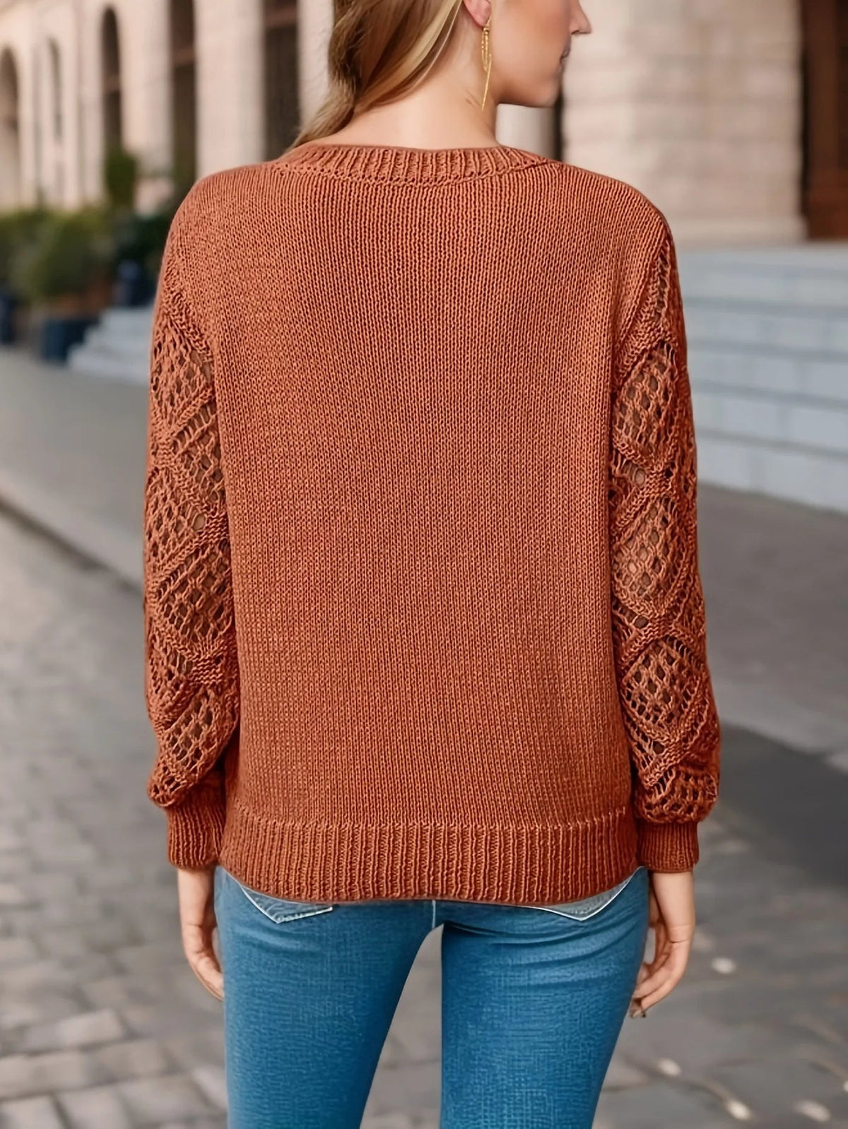 Women's V-Neck Knitted Jumper in Soft Breathable Knit