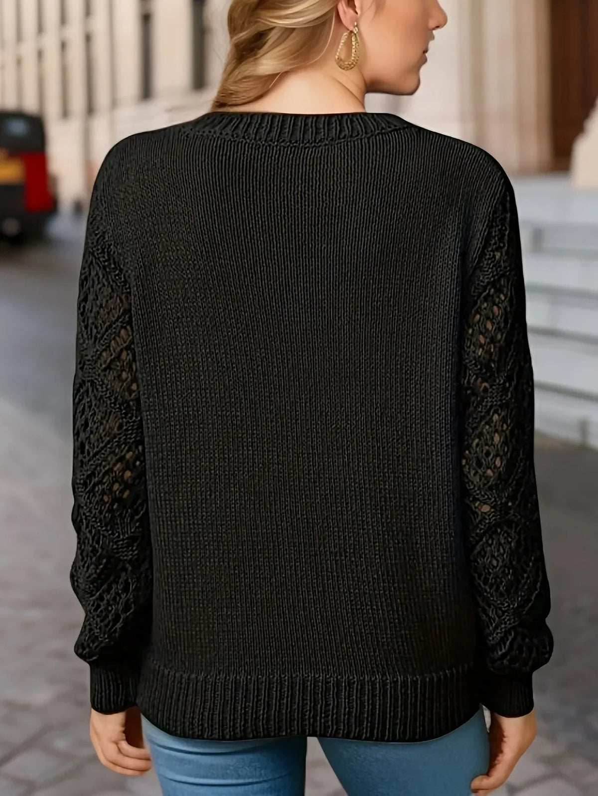 Women's V-Neck Knitted Jumper in Soft Breathable Knit
