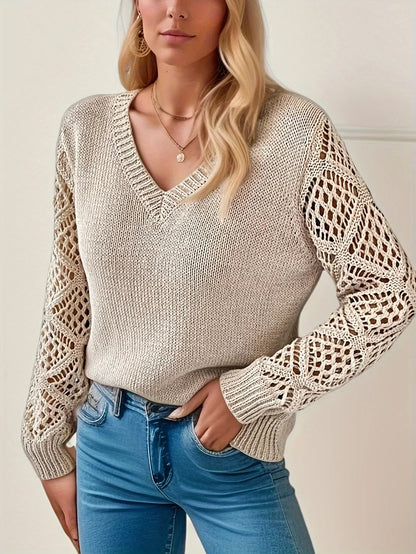 Women's V-Neck Knitted Jumper in Soft Breathable Knit
