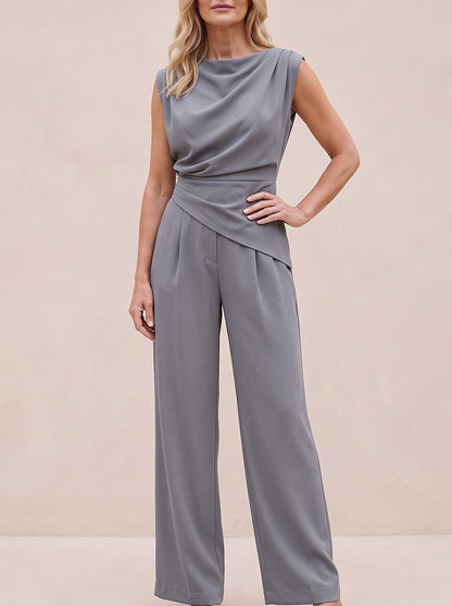 Women's Sleeveless Cowl Top and Trouser Set