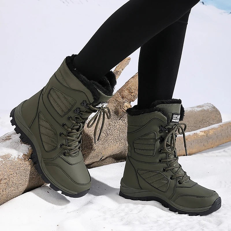 Women's Warm Collar Lace Up Snow Boots