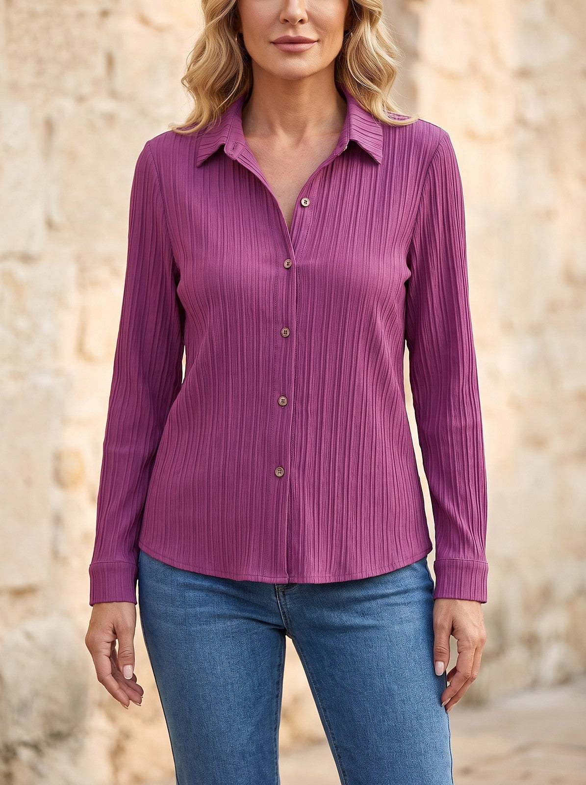 Women's Pleated Collar Loose Top