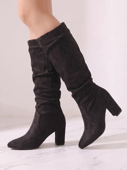 Women's Faux Suede Slouch Knee High Boots