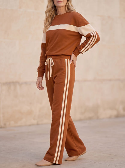 Women's Striped Sweatshirt Wide Leg Tracksuit