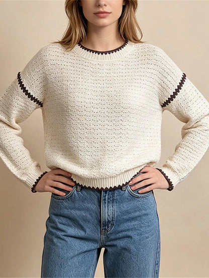Women's Zigzag Textured Knit Jumper