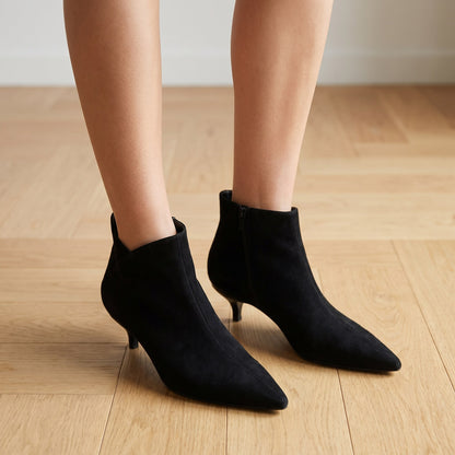 Women's Ivory Kitten Heel Boots
