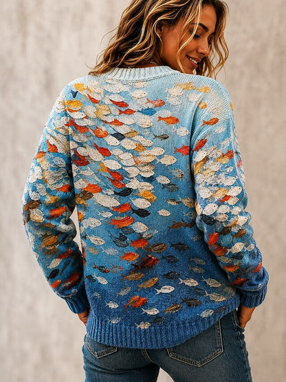 Women's Painted Print Knit Cardigan