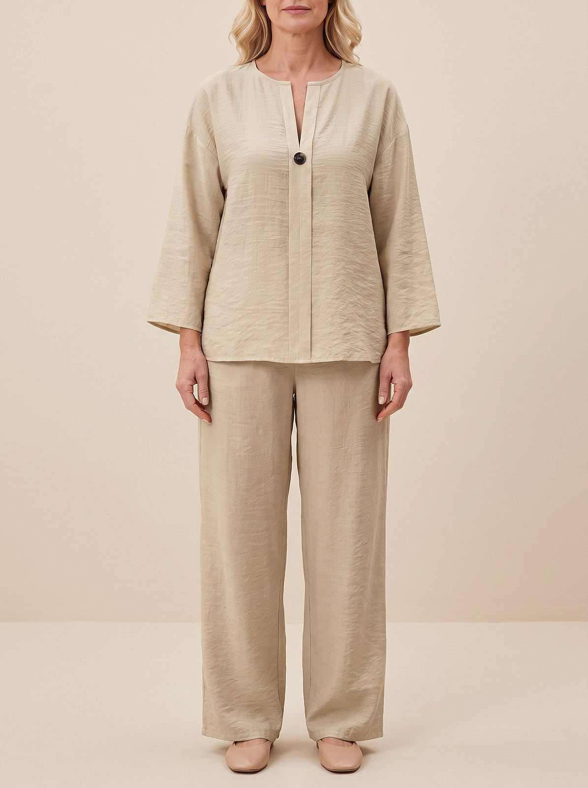 Women's Button Top and Trousers Co-ord Set