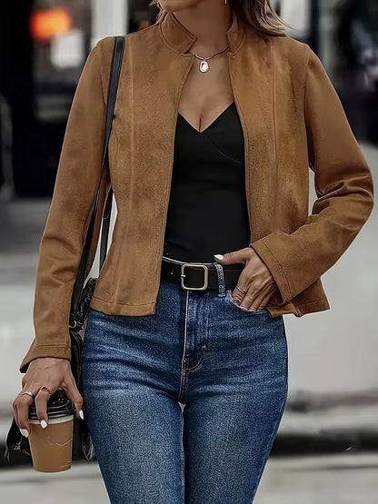 Women's Autumn Cropped Faux Suede Jacket