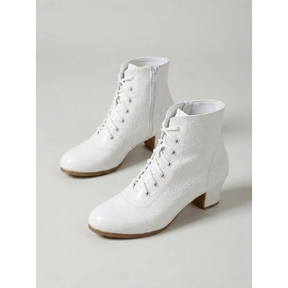 Women's White Croc Print Boots