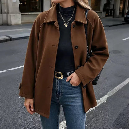 Women's Soft Brushed Button Through Coat