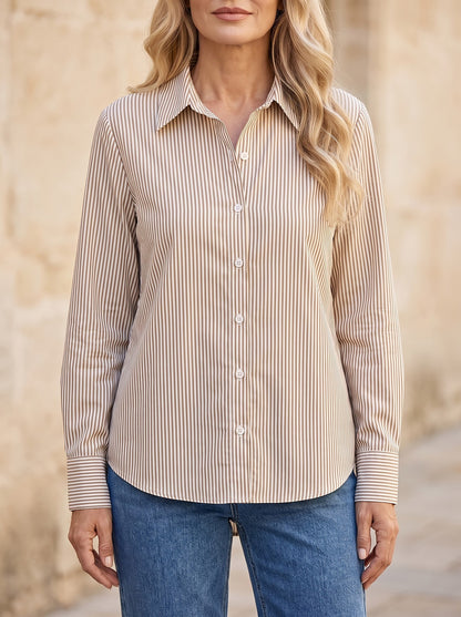 Women's Striped Collar Button Down Shirt