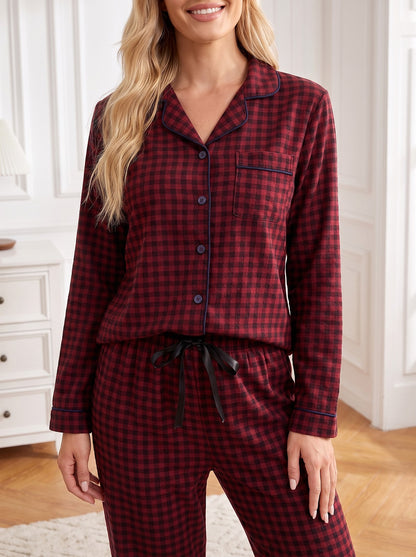 Women's Flannel Check Pyjama Set Long Sleeve