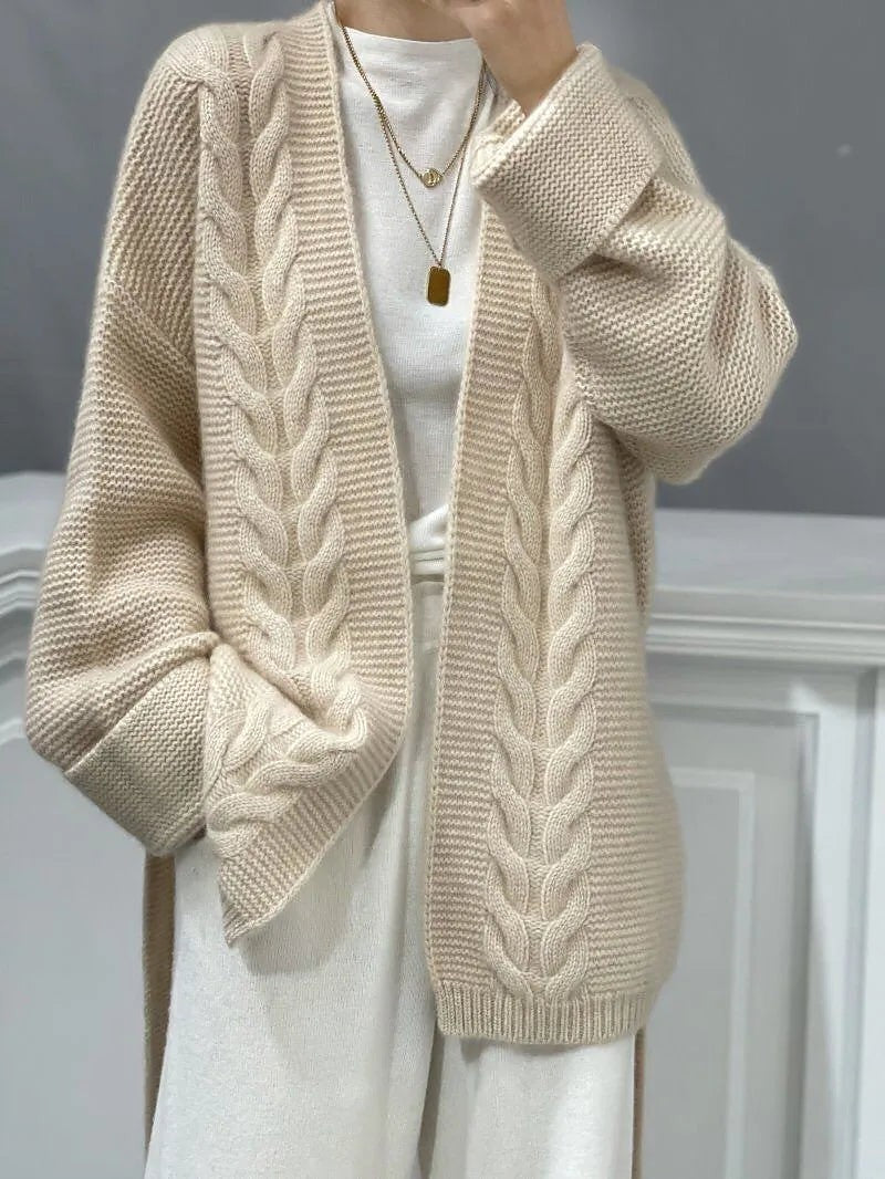 Women's Easy Wear Belted Cable Knit Cardigan
