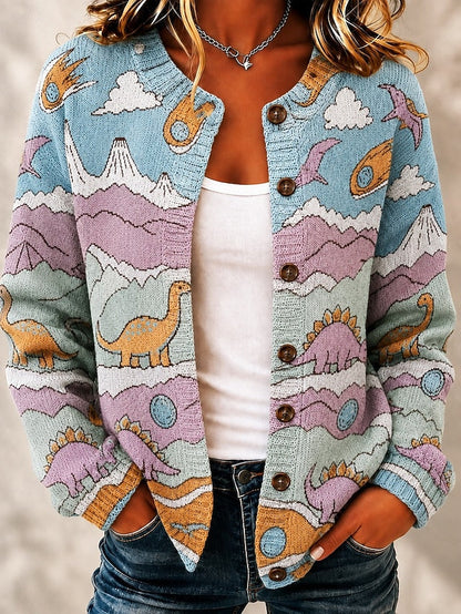 Women's Painted Print Knit Cardigan