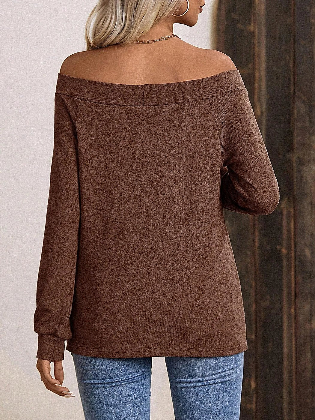 Women's Off Shoulder Ribbed Jersey Top