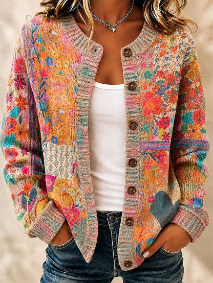 Women's Painted Print Knit Cardigan