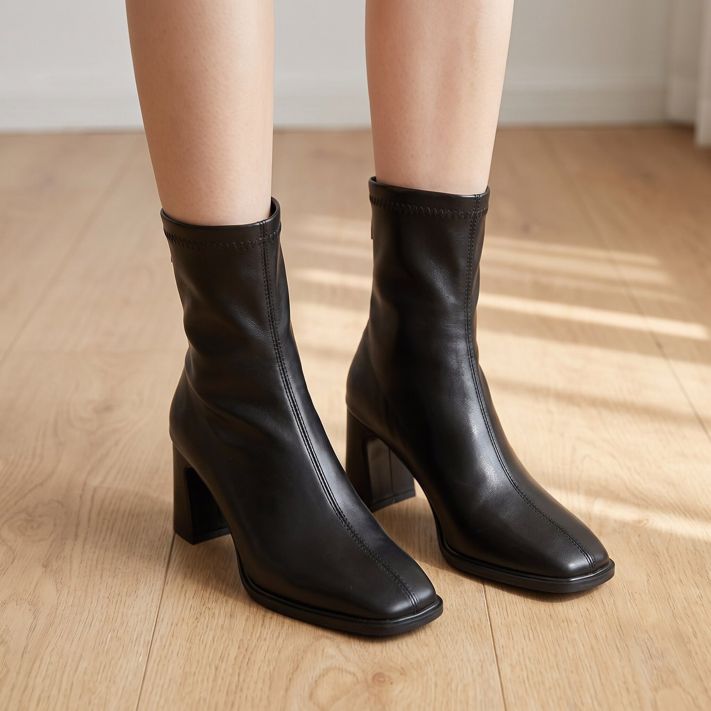 Women's Red Block Heel Sock Boots