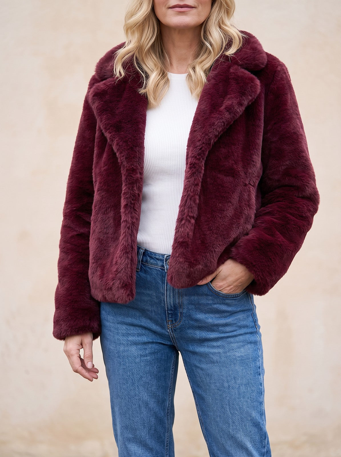 Women's Short Fluffy Faux Fur Jacket