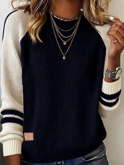 Women's Colour Block Stripe Sleeve Jumper