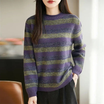 Women's Loose Fit Stripe Knit Jumper
