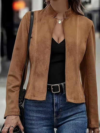 Women's Autumn Cropped Faux Suede Jacket