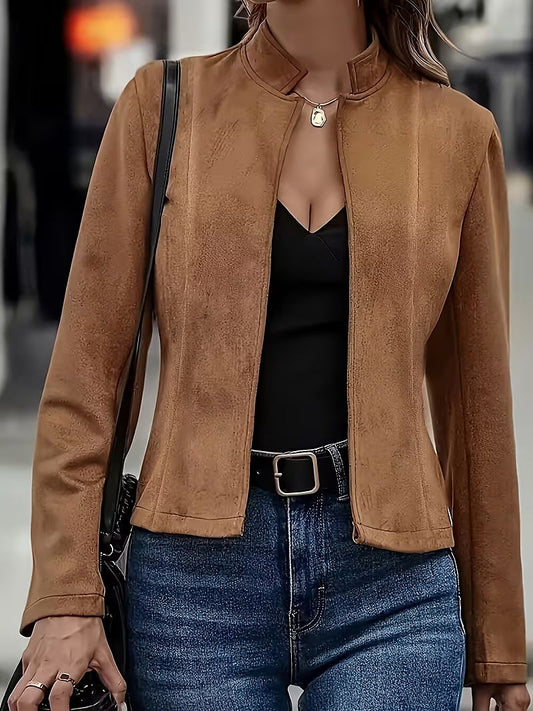 Women's Autumn Cropped Faux Suede Jacket