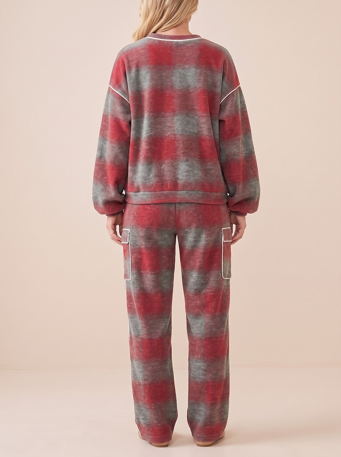 Women's Check Loungewear Cargo Jogger Co-ord