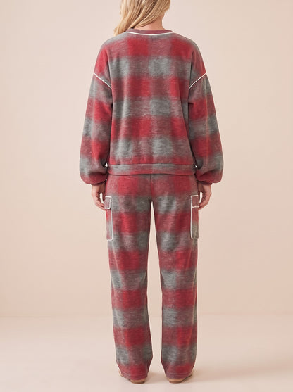 Women's Check Loungewear Cargo Jogger Co-ord