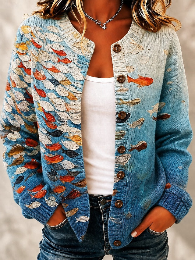 Women's Painted Print Knit Cardigan