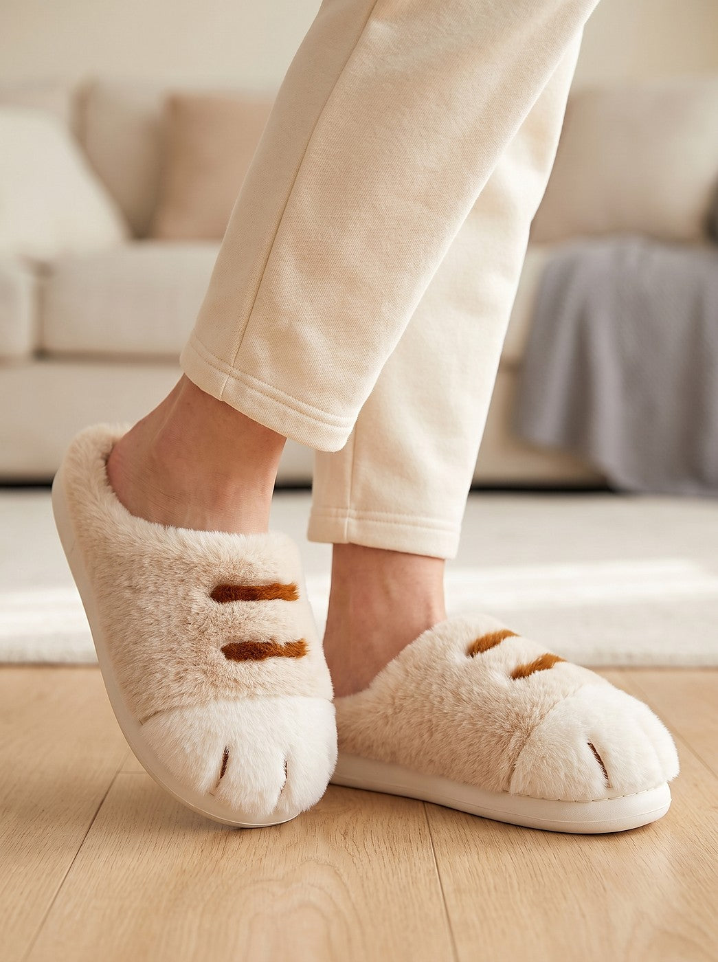 Women's Fluffy Faux Fur Slider Slippers