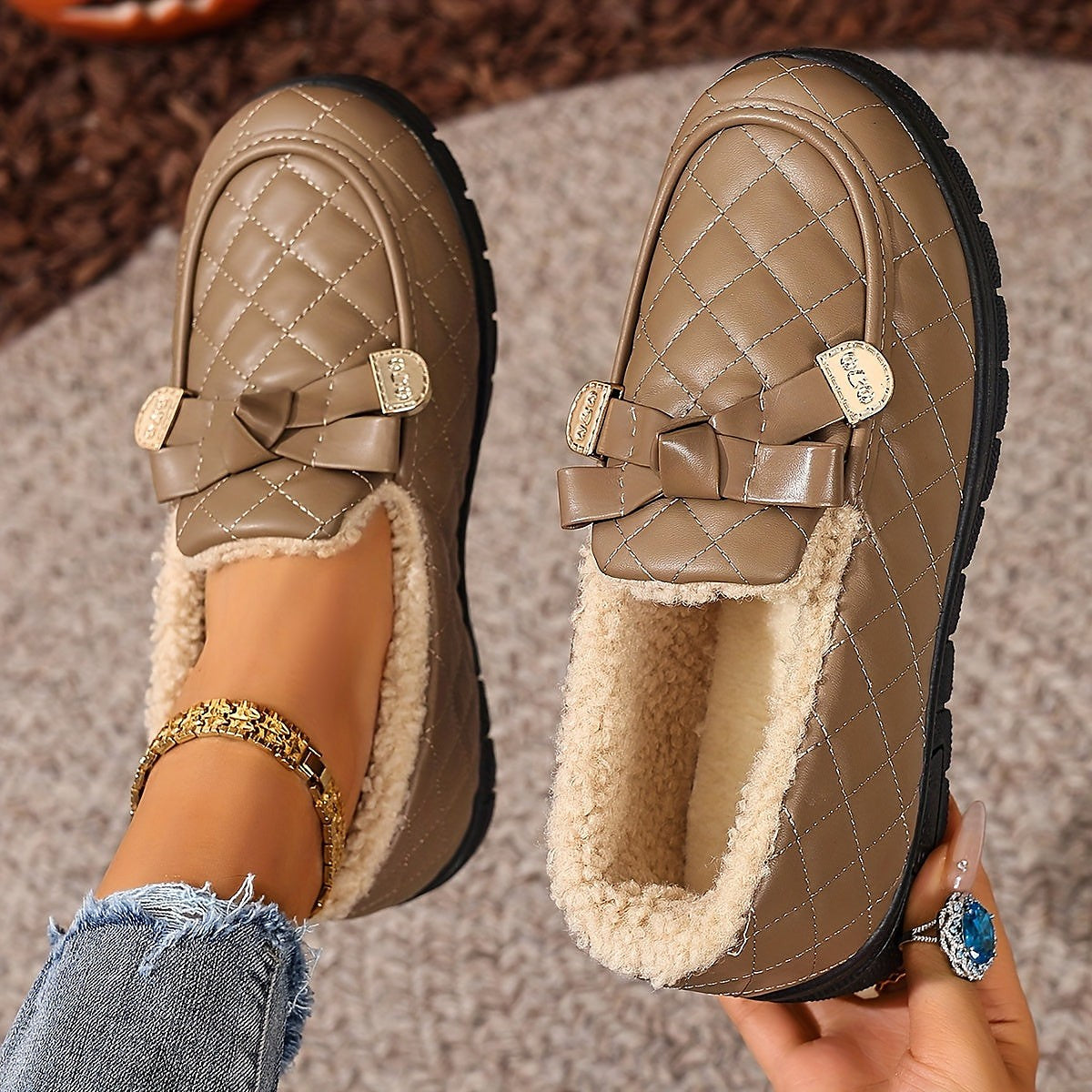 Women's Quilted Buckle Chunky Sole Slippers