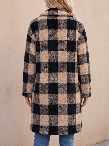 Women's Longline Check Teddy Coat