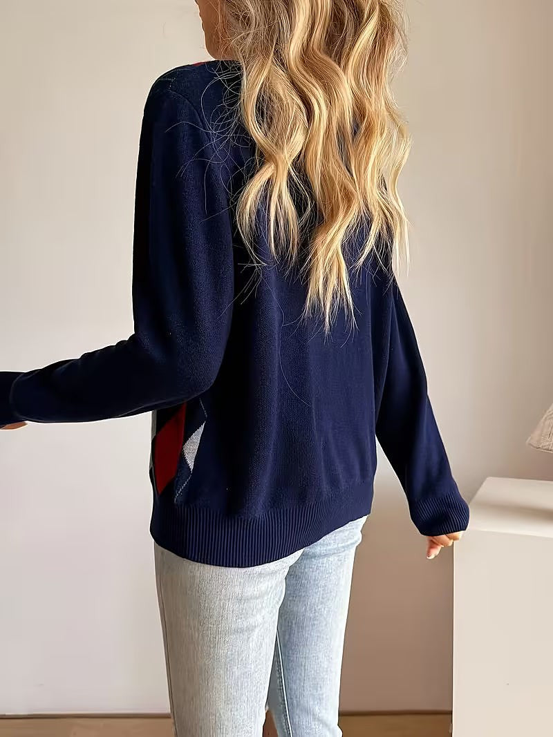 Women's Diamond Pattern Knit Cardigan