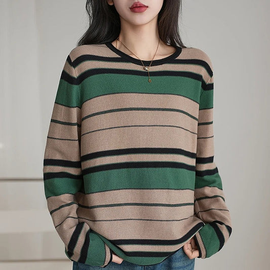 Women's Jacquard Stripe Long Sleeve Jumper
