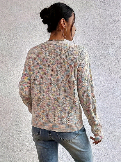 Women's Cropped Cable Knit Jumper with Flecks