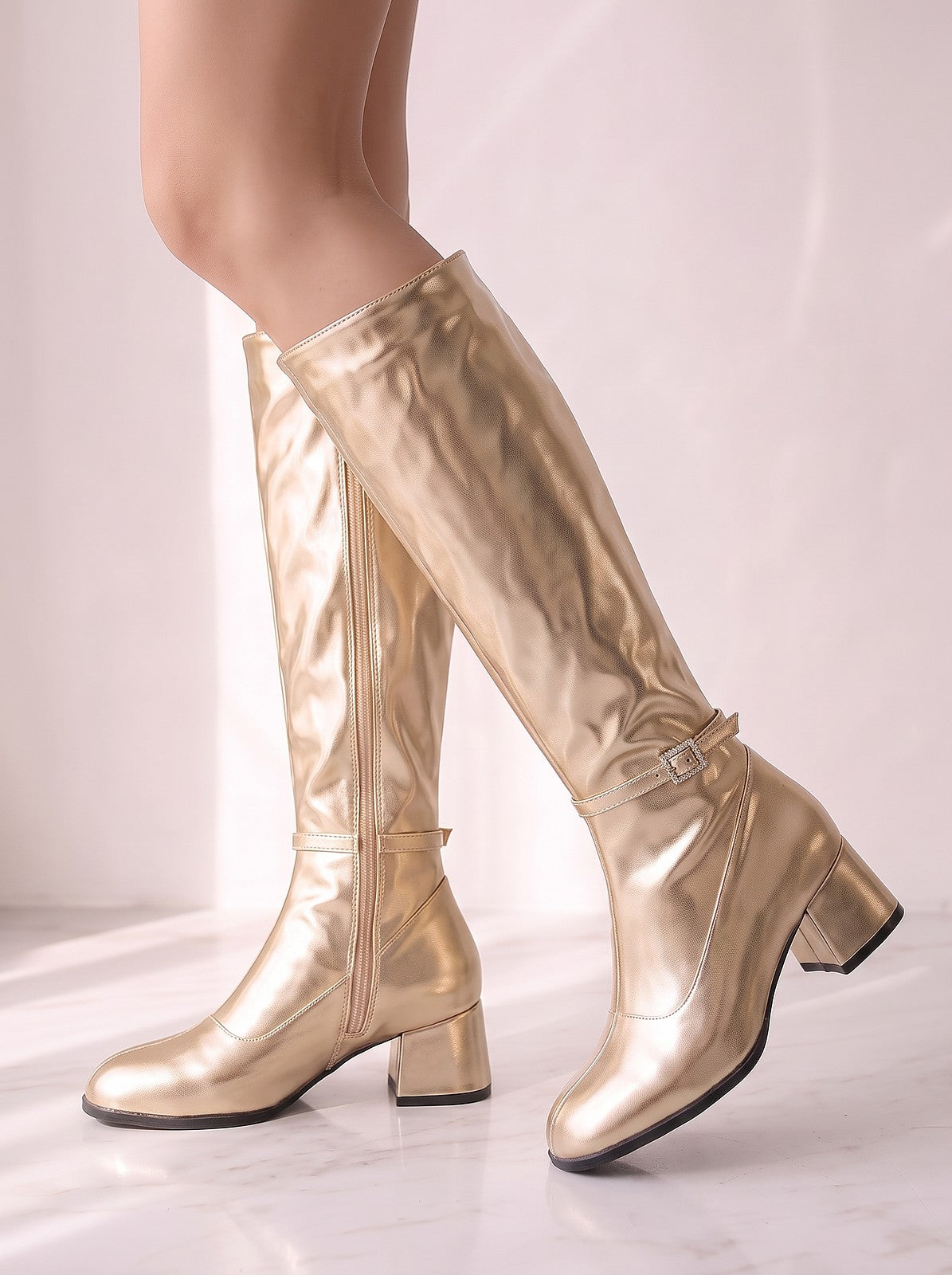 Women's Retro Metallic Gogo Knee High Boots