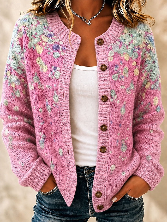 Women's Painted Print Knit Cardigan