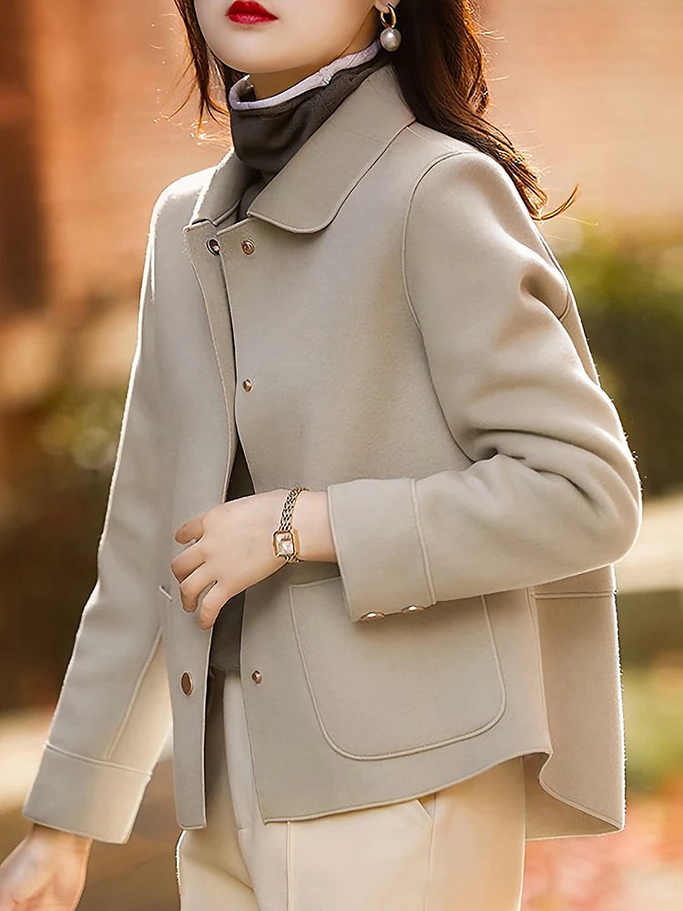 Women's Autumn Lined Collared Short Coat
